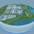 Modern Industrial Plant Layout With Green Areas Water Bodies And Roads