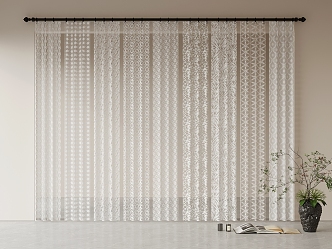 modern gauze curtain 3d model