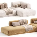 Modern Sectional Sofa With Soft Pillows Throw Blanket And Multiple Beige Brown Color Options