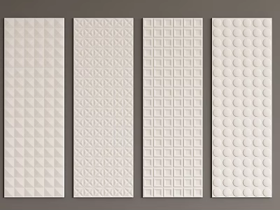 White Decorative Wall Panels With Various Textured Patterns For Interior Design 3d model