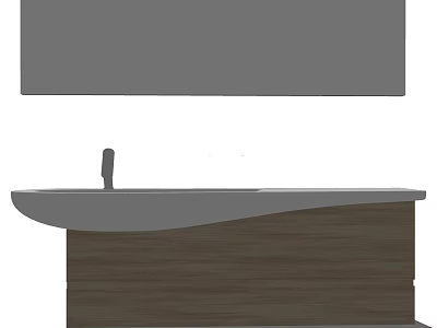 Modern Bathroom Vanity With Gray Countertop Wooden Cabinet Faucet And Wall Shelf 3d model