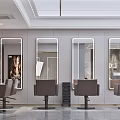 Modern Hair Salon Interior With Styling Chairs And Large Wall Mirrors