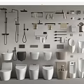 Various Styles Of Modern Toilets With Bathroom Accessories And Fixtures