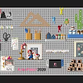 Pegboard Wall With Hanging Accessories Including Scissors Stationery Toys Cactus Decor And Mini Houses