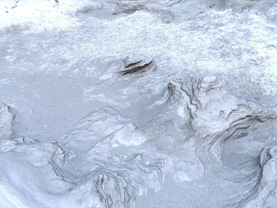 White Textured Rocky Terrain With Irregular Ridges And Folds Surface 3d model