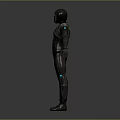 Futuristic Robot Character With Glowing Blue Eyes Armored Suit And Central Blue Core Design
