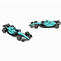 Teal Race Car Models With Sleek Design And Black Accents On White Background