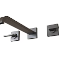 Modern Wall Mounted Faucet With Sleek Long Spout And Two Handle Controls