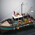 Colorful Fishing Yacht With Life Rings And Mark Y 49