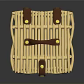 Woven Wicker Basket With Leather Handle And Metal Buckle For Household Storage