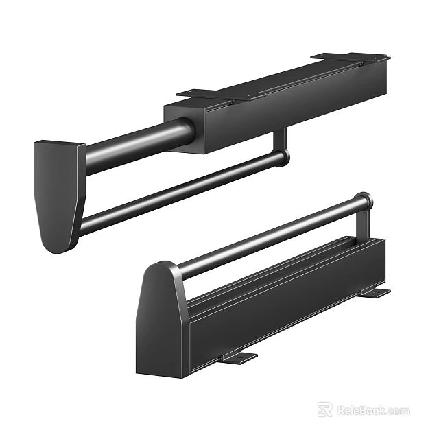Black Metal Clothes Hanger Two Part Modern Design Durable Structure For Wardrobe 3d model 
