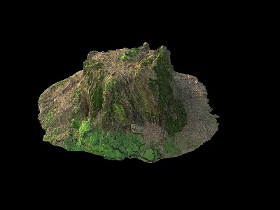 Realistic Stone and Wood Structure with Green Moss and Natural Texture in Landscape Model 3d model