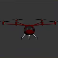 Red Multiple Rotor Space Exploration Vehicle With Advanced Aerodynamic Design 3d model
