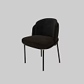 Modern Single Chair With Brown Fabric Upholstery And Black Metal Legs Design
