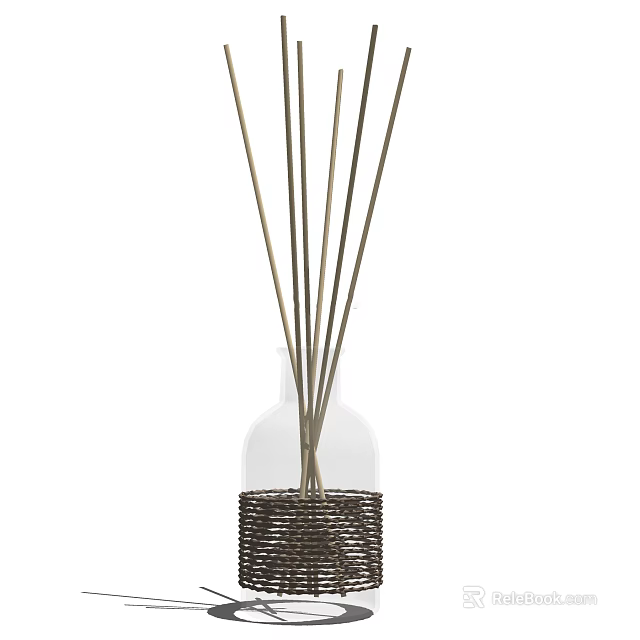 Premium Fragrance Reed Diffuser with Clear Glass Bottle Woven Base and Natural Reed Sticks 3d model 