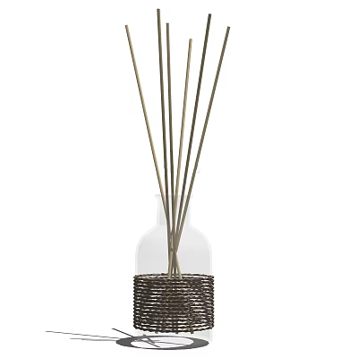 Premium Fragrance Reed Diffuser with Clear Glass Bottle Woven Base and Natural Reed Sticks 3d model