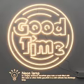 Circular Neon Light Fixture Combination with Good Times Text Cable and Power Supply