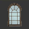 Decorative Arched Top Furniture With Wooden Frame And Light Blue Glass Grid Design
