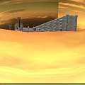 Multi Level Stone Building With Rooftop Chimneys Decorative Items And Green Plants