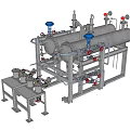 Industrial Equipment With Multiple Pipes Valves Large Cylindrical Tank And Control Panels