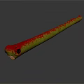 Realistic 3D Model Green Red Long Snake With Vibrant Red Eyes
