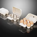 Fresh Brown Eggs In Open Paper Egg Cartons On Black Surface 3d model