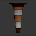Red Brown And Silver Striped Traffic Cone With Round Top Base And Conical Shape
