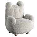 Plush Light Gray Lounge Chair With Rounded Armrests For Cozy Comfortable Seating Experience 3d model