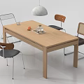 Minimalist Modern Wooden Dining Table Set With Four Chairs And Pendant Light Design