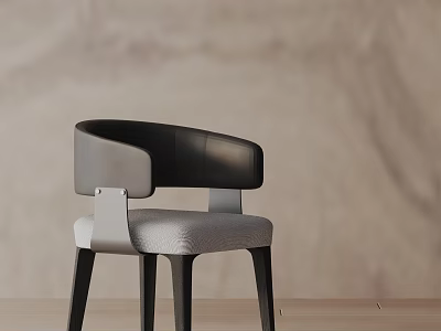 Modern Dining Chair With Black Gray Backrest Gray Fabric Seat And Black Legs 3d model