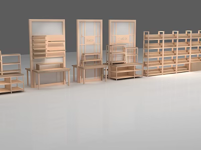 Wooden Display Cabinets and Multi Layer Shelves with Various Styles for Retail Stores 3d model
