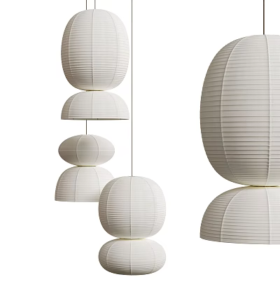 Modern White Pleated Spherical Pendant Lights With Minimalist Design For Home Interior Decor 3d model