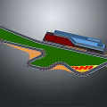DHL Logo Featured 3D Race Track Model With Green Area And Buildings
