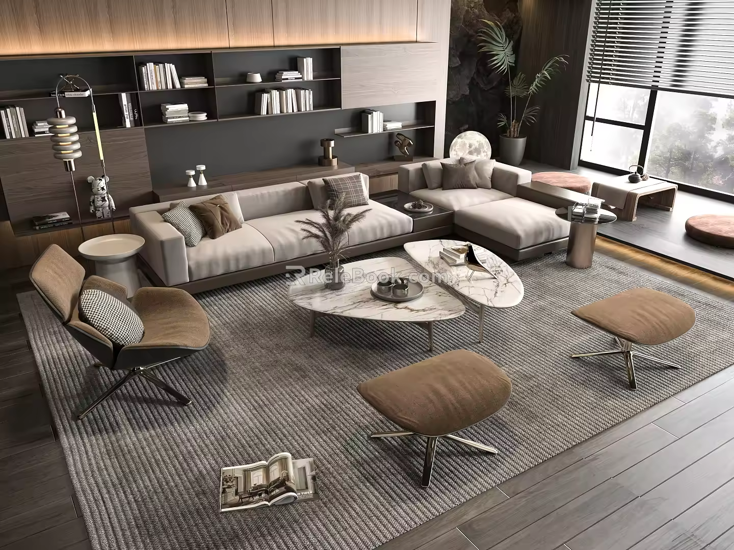 Sofa Coffee Table Combination Sofa Coffee Table Multi-person Corner Sofa Living Room 3d model