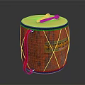 Traditional Red Drum Featuring Yellow Drumhead Red Drumsticks And Orange Decorative Pattern