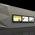Exhibition Booth With Geometric Gray Design And Large Forest Backdrop Display Area