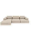 Beige Modern Sectional Sofa With Multiple Seats For Living Room Decor 3d model