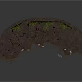 Curved Twig And Vine Structure With Green Plants On Dark Ground