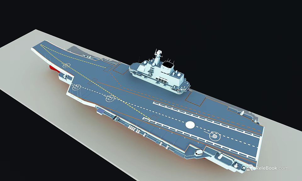 Aircraft Carrier Military Weapon With Flight Deck And Island Structure Design 3d model 