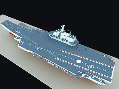 Aircraft Carrier Military Weapon With Flight Deck And Island Structure Design 3d model