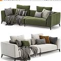 Modern double sofa fabric multi-person sofa combination 3d model
