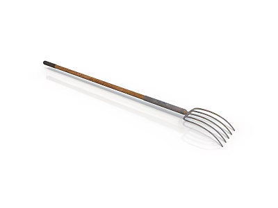 Durable Garden Pitchfork With Wooden Handle And Metal Tines 3d model