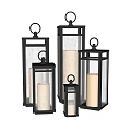 Modern Design Black Frame Candle Lanterns In Various Sizes With Illuminated Candles