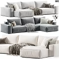 Modern Sectional Sofa Designs With White Gray Colors Cushions And Blanket