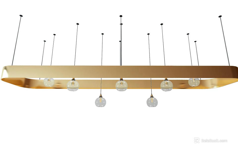 Elegant Modern Golden Frame Chandelier With Multiple Suspended Spherical Glass Bulbs 3d model 