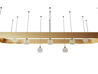 Elegant Modern Golden Frame Chandelier With Multiple Suspended Spherical Glass Bulbs 3d model