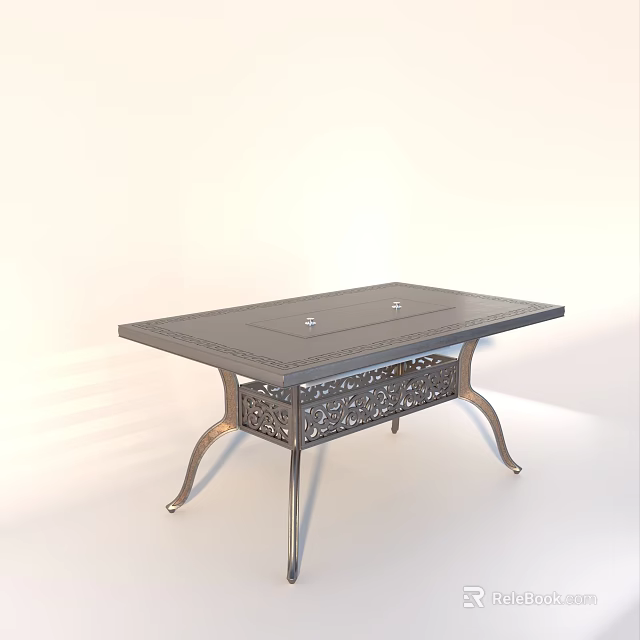 Sturdy Metal Outdoor Table With Ornate Legs And Flat Top Surface Design 3d model 