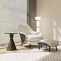 Modern Single Sofa With Ottoman Small Side Table And Floor Lamp In Living Room