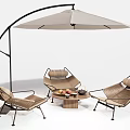 Modern Outdoor Chairs With Cantilever Umbrella And Small Table For Garden Relaxation