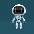 3D Cartoon Robot With White Blue Body And Blue LED Eyes